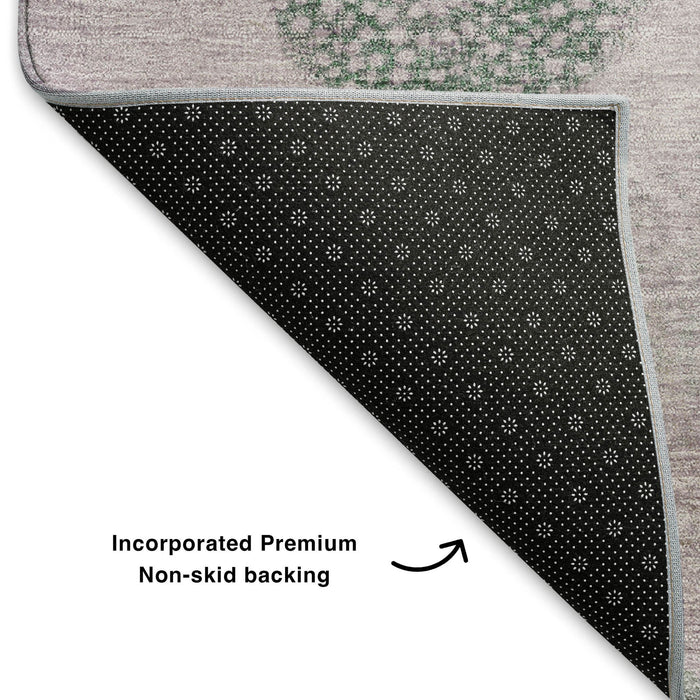 10' X 14' Geometric Washable Area Rug With UV Protection (707365) - Blush / Green / Pink
