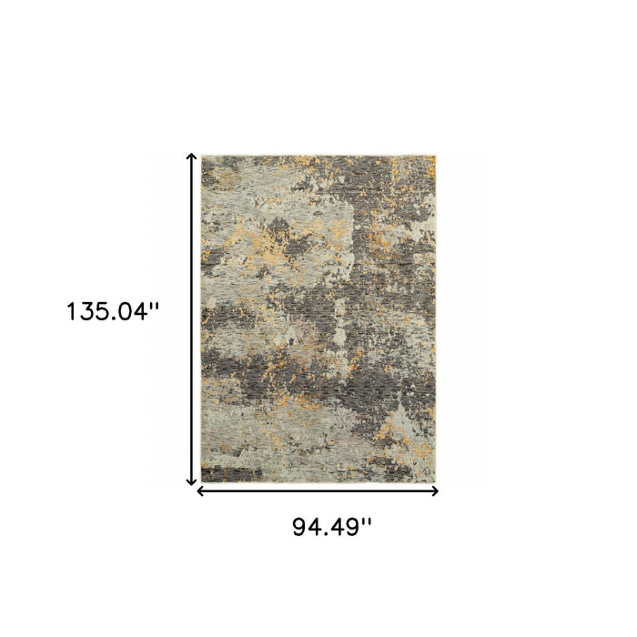 7.9' x 11.3' Abstract Power Loom Area Rug - Gray And Ivory