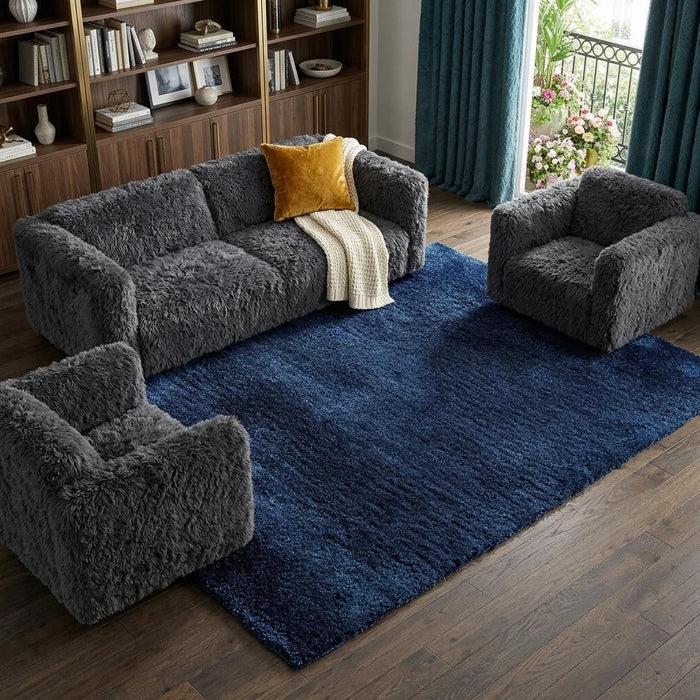 8' X 11' Shag Hand Tufted Area Rug (574448) - Blue