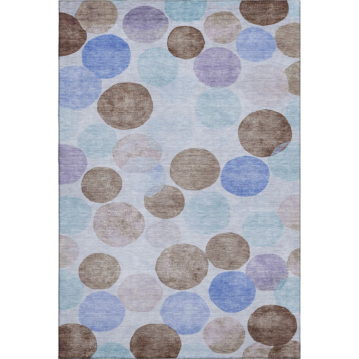 10' X 14' Geometric Washable Area Rug With UV Protection (707419) - Sky Blue / Lavender / Taupe