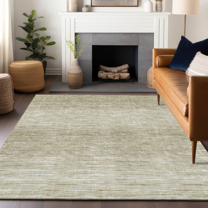 10' X 14' Abstract Washable Area Rug With UV Protection - Khaki And Beige