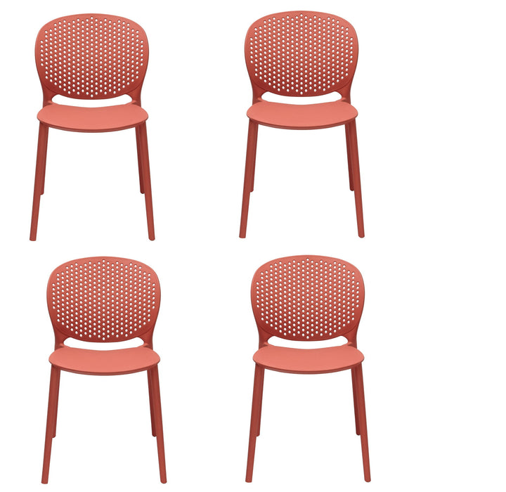 Heavy Duty Plastic Partially Open Back Dining Side Chairs (Set of 4) - Orange