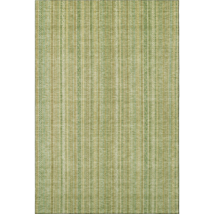 10' X 14' Striped Washable Area Rug With UV Protection (696236) - Artichoke Green / Gold
