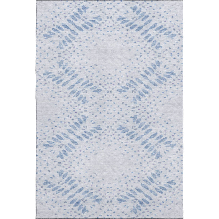 10' X 14' Floral Washable Area Rug With UV Protection - Blue / Ivory