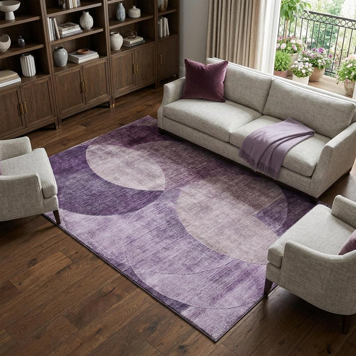 10' X 14' Geometric Washable Area Rug With UV Protection (686282) - Purple / Lilac / Mauve