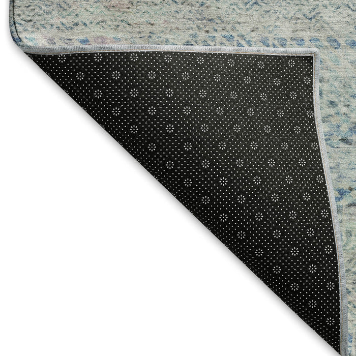 10' X 14' Striped Washable Area Rug With UV Protection (695498) - Blue / Gray / Ivory