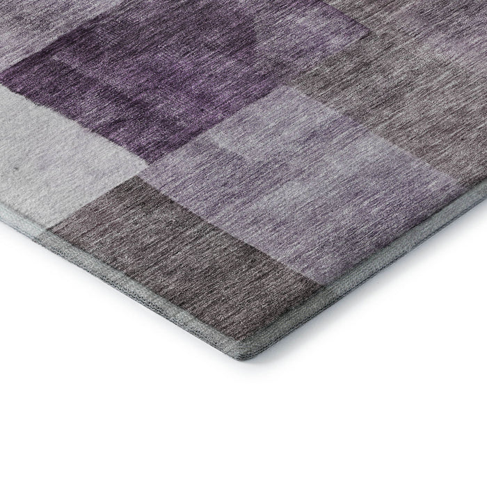 10' X 14' Geometric Washable Area Rug With UV Protection (688237) - Eggplant / Gray / Ivory