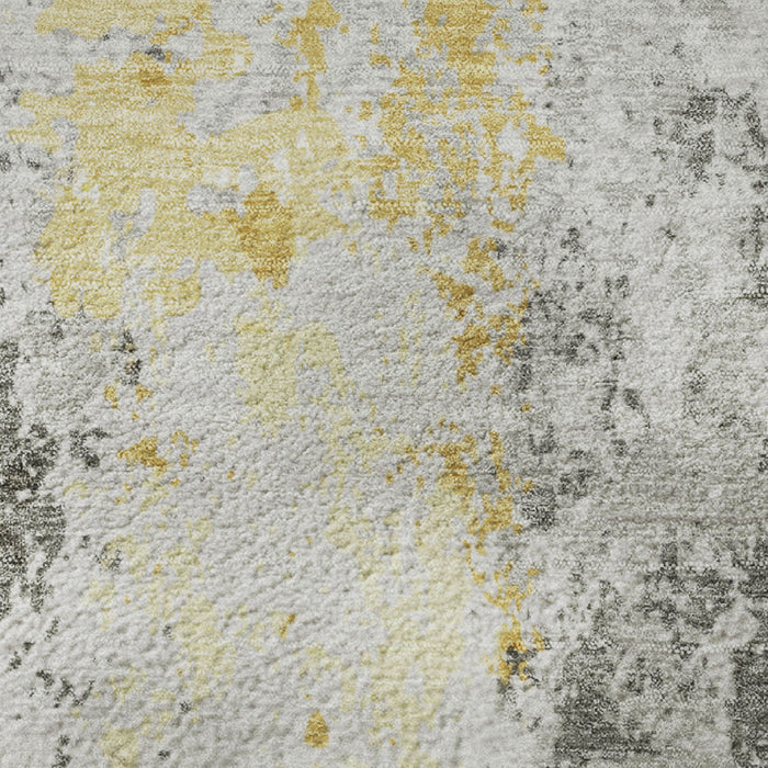 10' X 14' Abstract Washable Area Rug With UV Protection (705653) - Yellow / Ivory