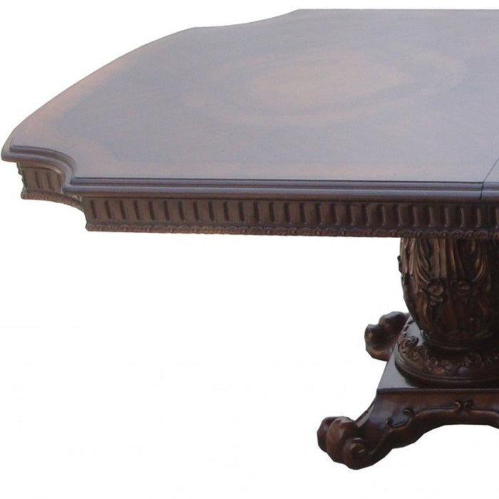 136" Solid Wood And Solid Manufactured Wood Double Pedestal Base Dining Table - Brown