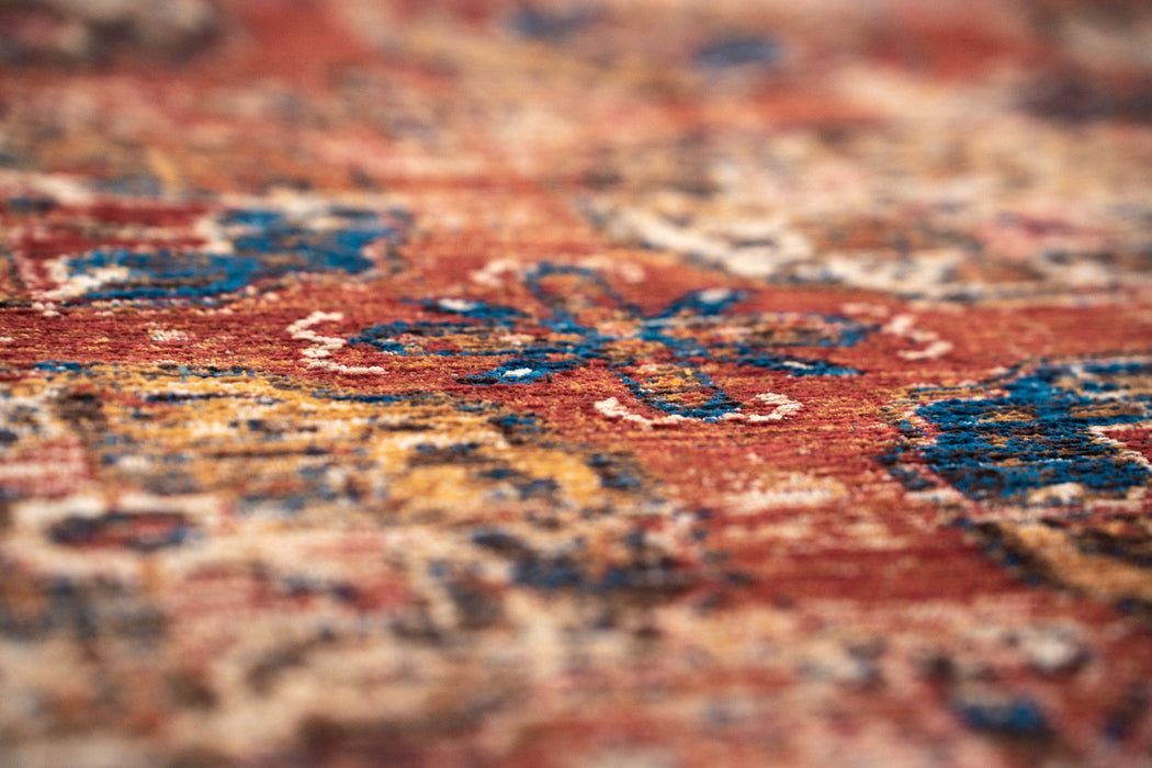 9' X 13' Tribal Washable Area Rug With UV Protection (609966) - Red / White