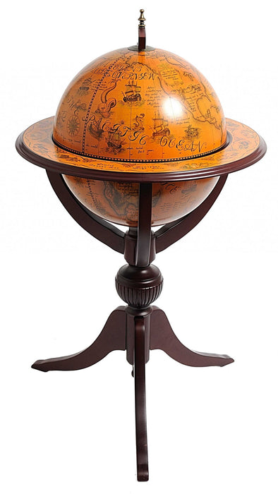 26" X 26" X 45" Globe Bar 3 Legs - Mahogany