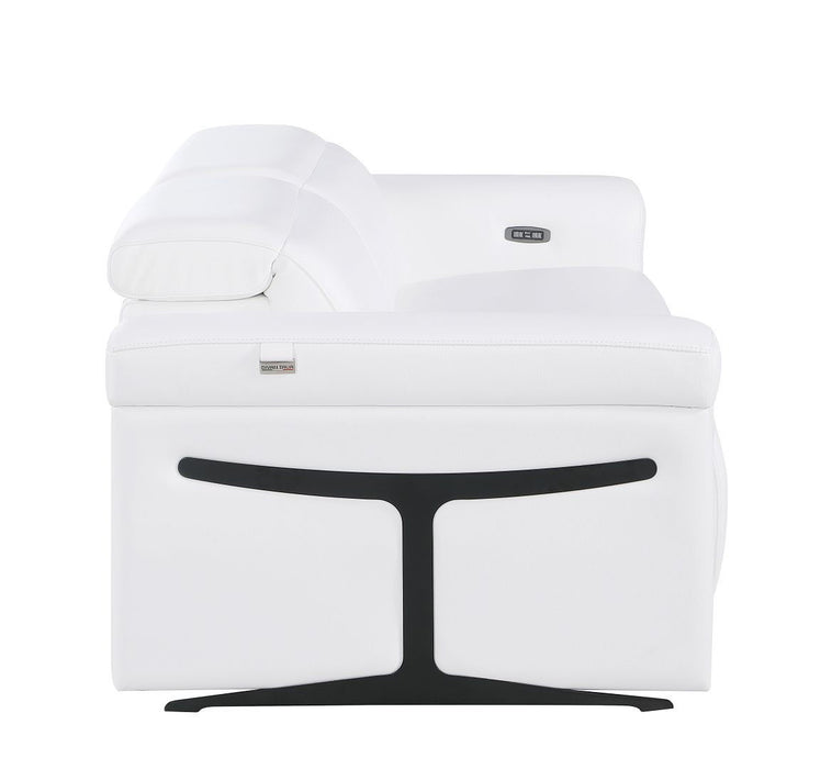 Italian Leather Power Reclining Loveseat (720489) - White / Black