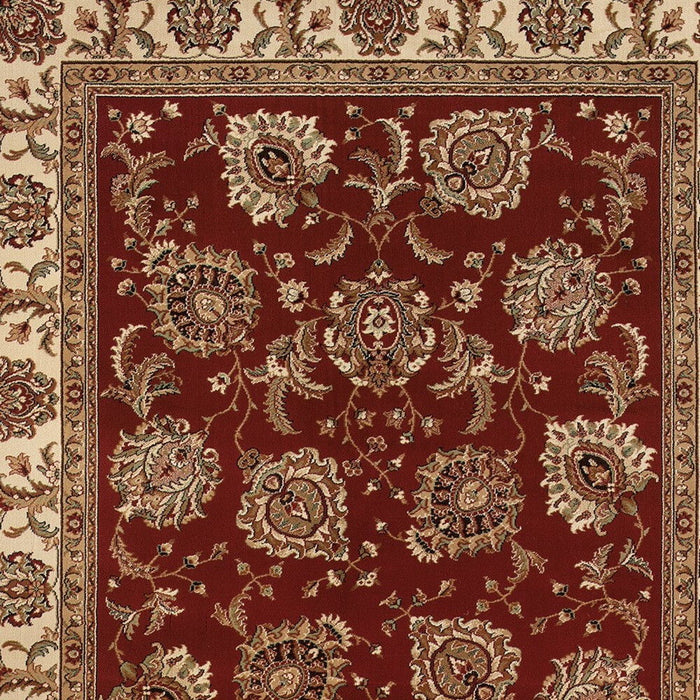 7' X 10' Oriental Area Rug - Red And Ivory