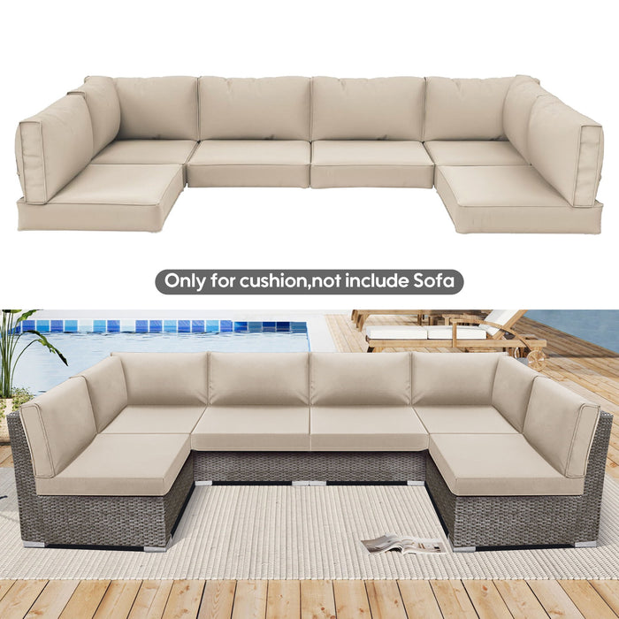 Giga outdoor deep seat cushions for patio furniture, including back and seat cushions for sectional outdoor furniture.