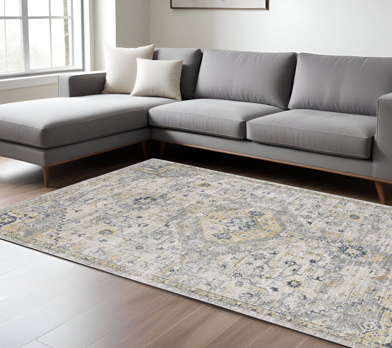 10' X 14' Medallion Hand Tufted Area Rug - Gray / Gold