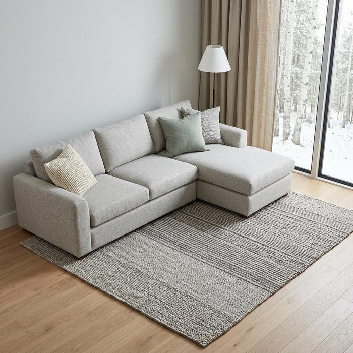 8' X 10' Wool Striped Hand Woven Area Rug (744305) - Ivory / Brown
