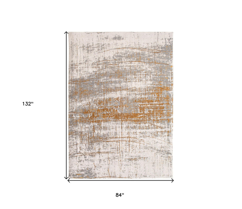 8' x 11' Abstract Non Skid Area Rug - Gray And Gold