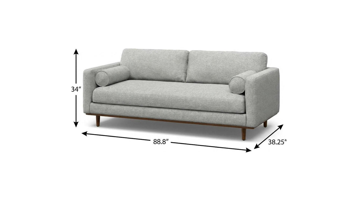 89" Fabric Sofa With Brown Legs - Gray