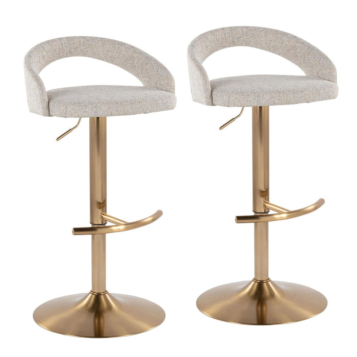 Grotto - Upholstered Adjustable Barstool - Gold Metal Base