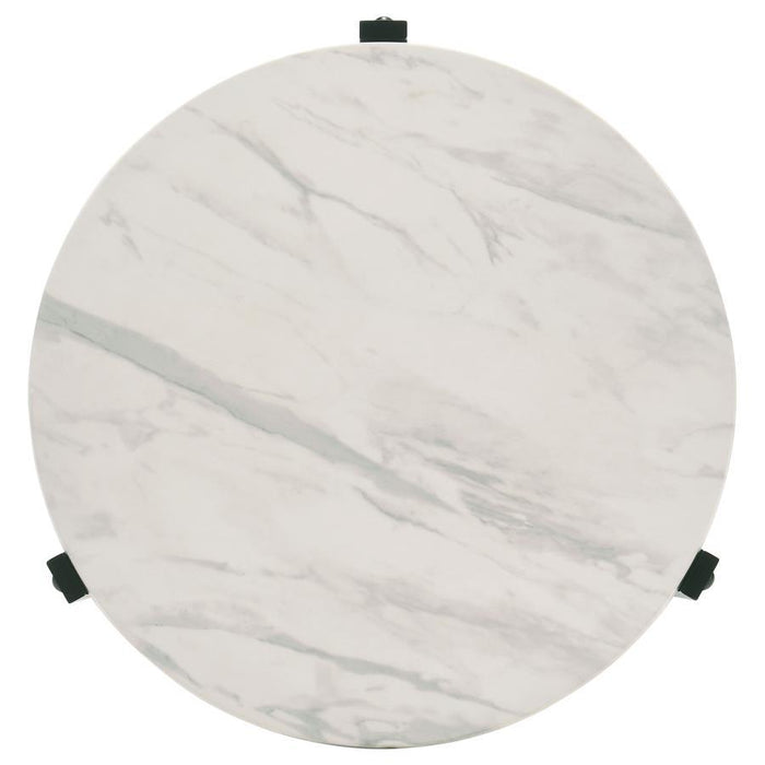 Tandi - Round End Table Faux Marble - White And Black