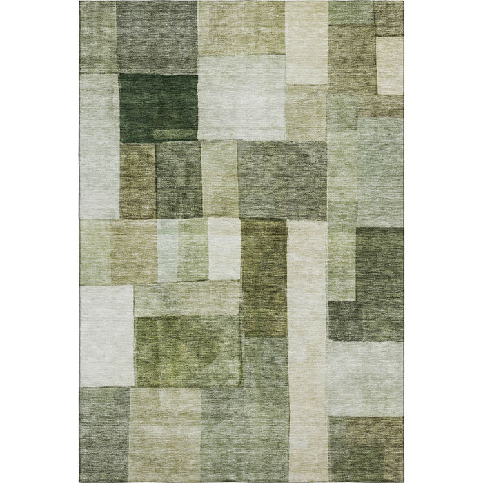 10' X 14' Geometric Washable Area Rug With UV Protection (688249) - Sage / Beige / Gray