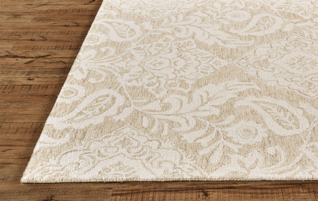 8' x 10' Wool Paisley Tufted Handmade Stain Resistant Area Rug - Tan And Ivory
