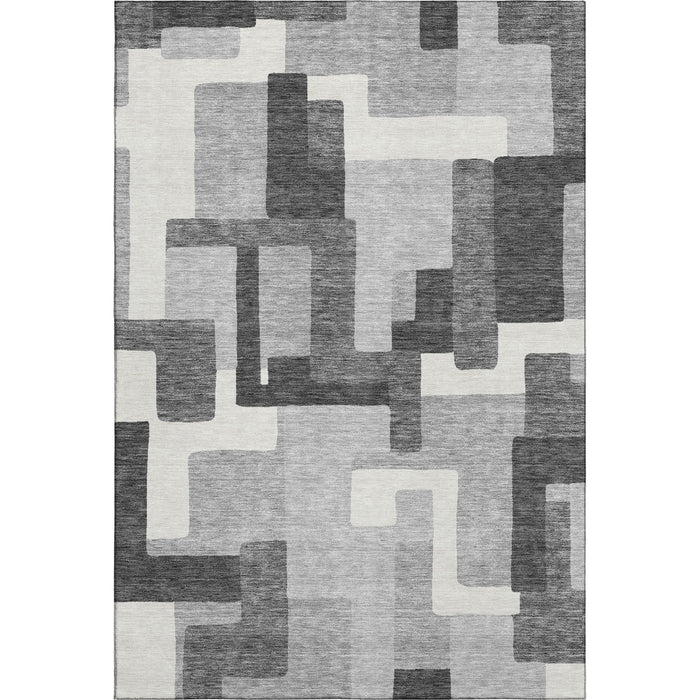 8' X 10' Abstract Geometric Washable Area Rug With UV Protection - Gray