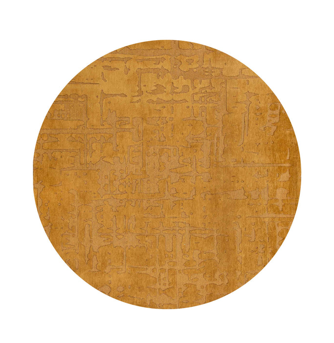 4' x 4' Round Abstract Non Skid Area Rug - Yellow