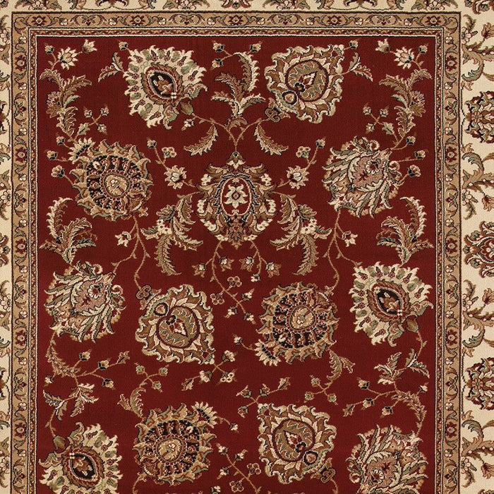 8' Oriental Square Rug - Red / Ivory