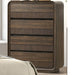 Giga Flair rounded edges brown 1-piece chest with 5 drawers, bedroom storage accent furniture, modern and stylish design