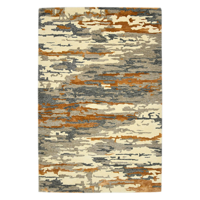 5' X 8' Wool Abstract Hand Tufted Area Rug - Orange
