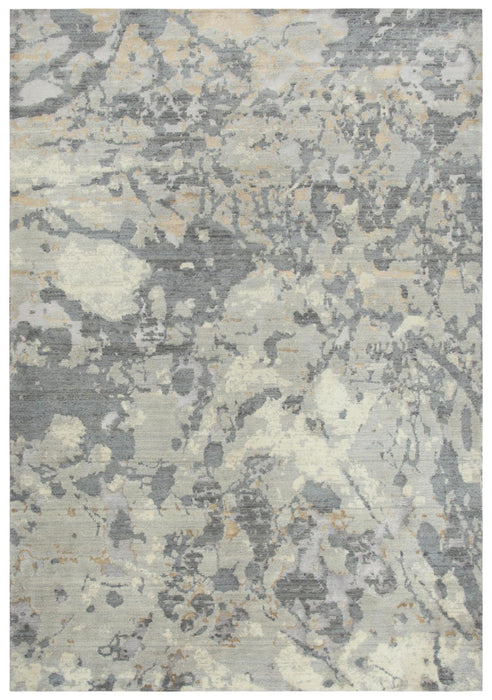10' X 13' New Zealand Lambs Wool Abstract Hand Carved Handmade Area Rug (747572) - Gray / Light Gray / Beige / Ivory