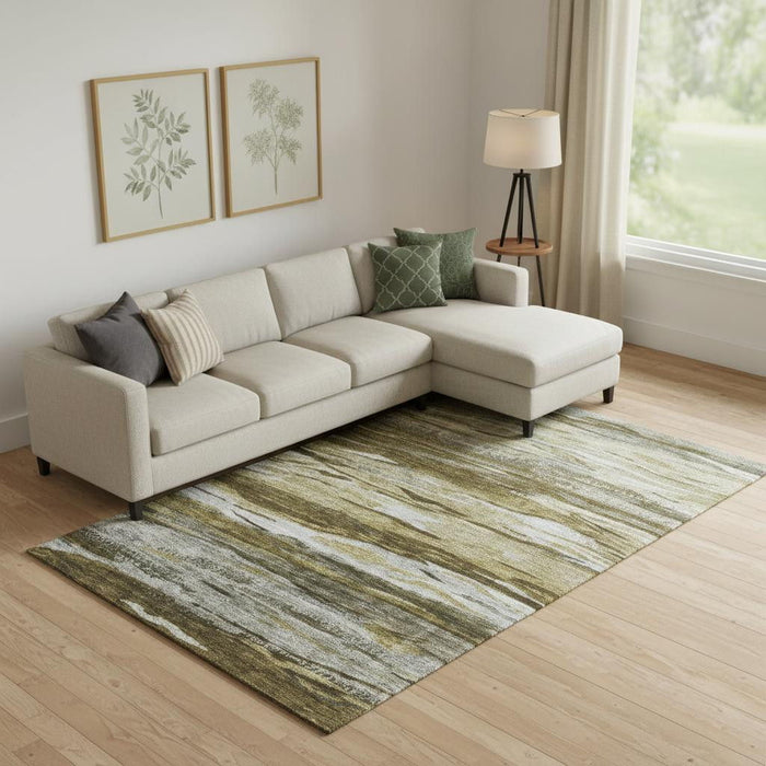 10' X 14' Abstract Washable Area Rug With UV Protection (708517) - Brown / Beige / Taupe