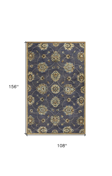 9' x 13' Hand Tufted Traditional Floral Indoor Area Rug - Midnight Blue