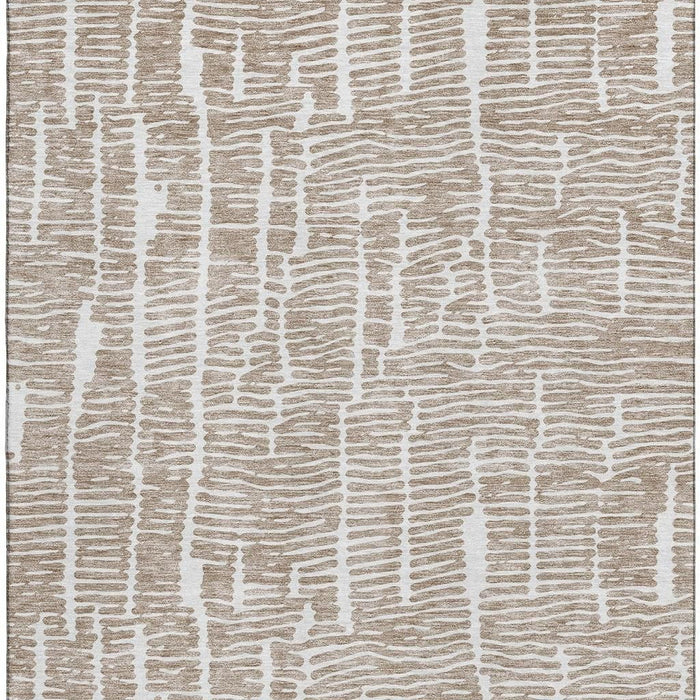 10' X 14' Vermicular Washable Area Rug With UV Protection - Brown And Ivory