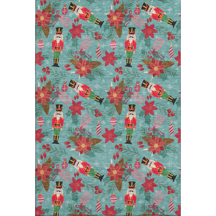 10' X 14' Abstract Geometric Washable Area Rug With UV Protection (702050) - Teal / Red / Black