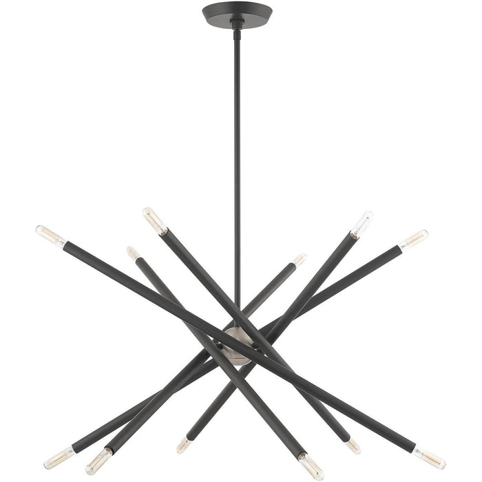 25" Six Light Dimmable Chandelier With Shades - Gray