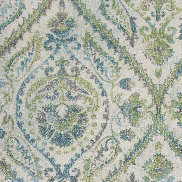 9' x 13' Polypropylene Area Rug - Ivory Or Teal