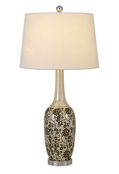 Metal Two Light Bedside Table Lamps With White Globe Shade (Set of 2) - Silver