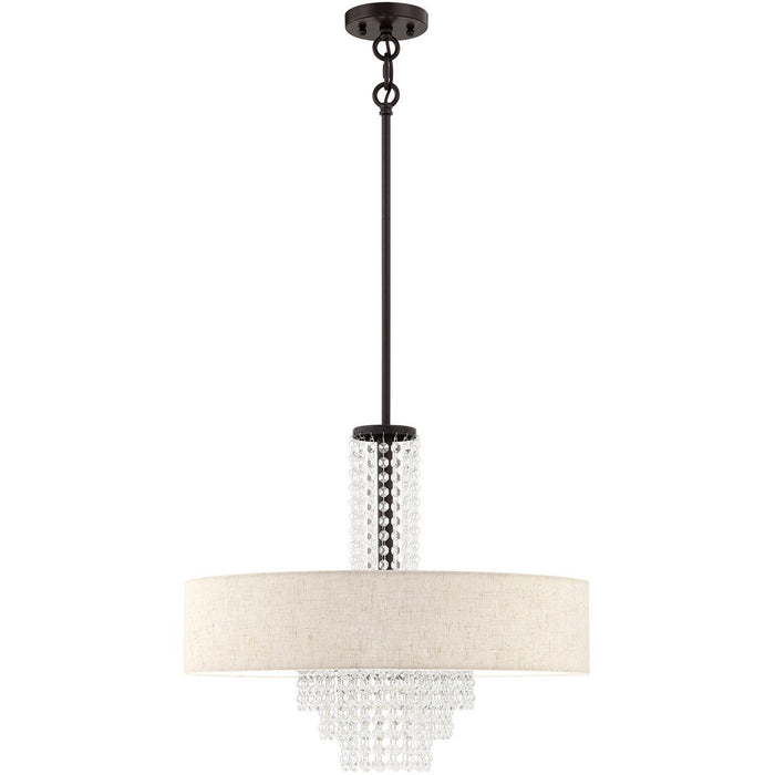 24" Five Light Metal Dimmable Chandelier With Shades - Bronze