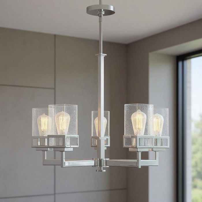 29" Five Light Dimmable Chandelier With Shades - Silver