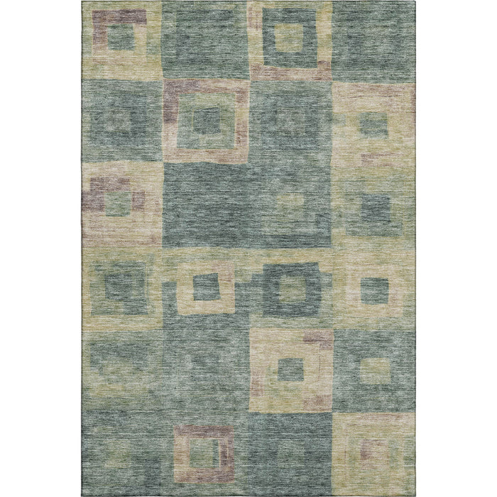 10' X 14' Geometric Washable Area Rug With UV Protection (686705) - Sage / Beige / Taupe