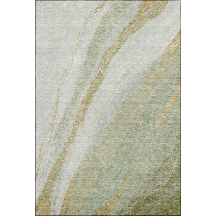 10' X 14' Abstract Washable Area Rug With UV Protection (715501) - Sage / Copper