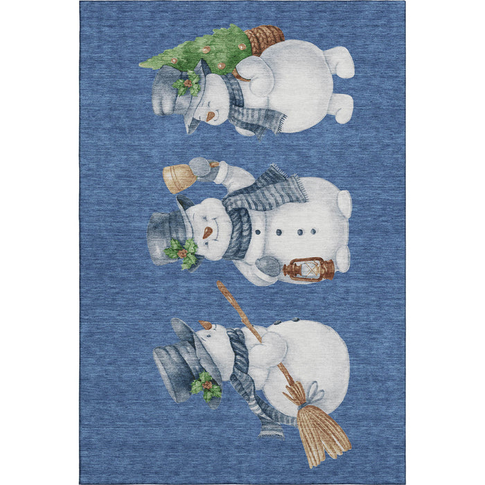 10' X 14' Geometric Washable Area Rug With UV Protection (702419) - Navy Blue / Green / Ivory