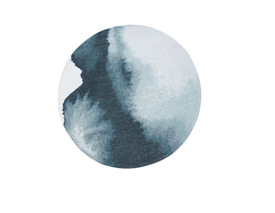 7' x 7' Round Abstract Non Skid Area Rug - Blue And Gray