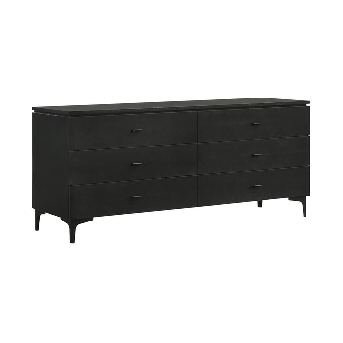 Six Drawer Double Dresser - Black