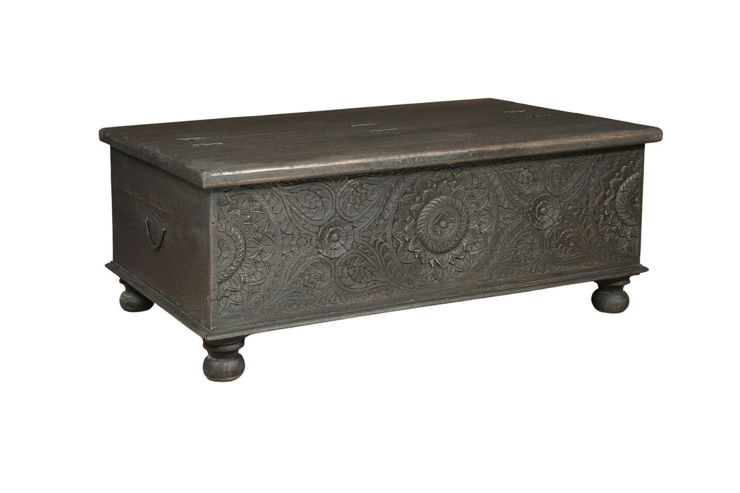 Solid Wood Distressed Lift Top Coffee Table - Black