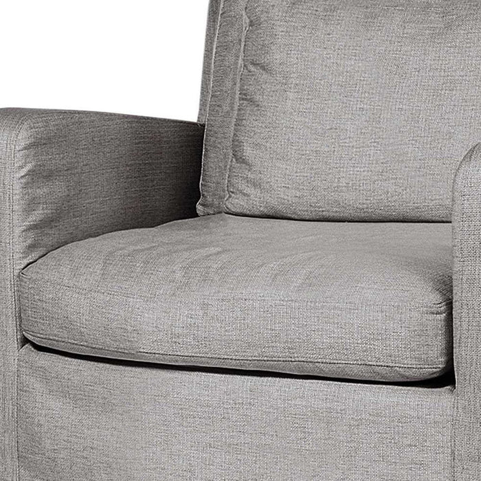 38" Linen Arm Chair - Gray And Wood Brown