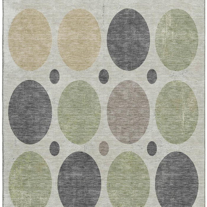 10' X 14' Geometric Washable Area Rug With UV Protection (709144) - Beige / Charcoal / Green