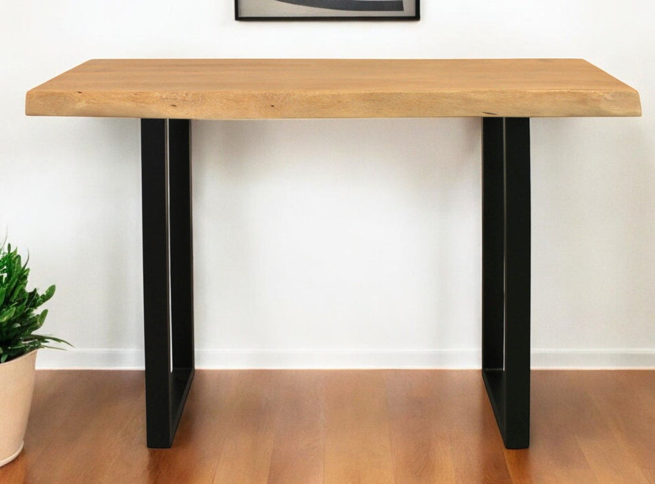 47" Solid Wood And Metal Live Edge Console Table - Natural And Black